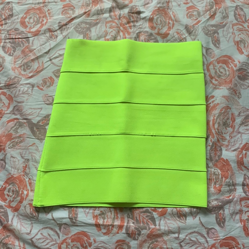 Neon yellow bandage skirt stretch club wear night out